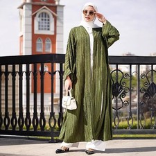 Ramadan Muslim Women Cardigan Kimono Long Maxi Kaftan Dubai Robe Open Abaya Gown