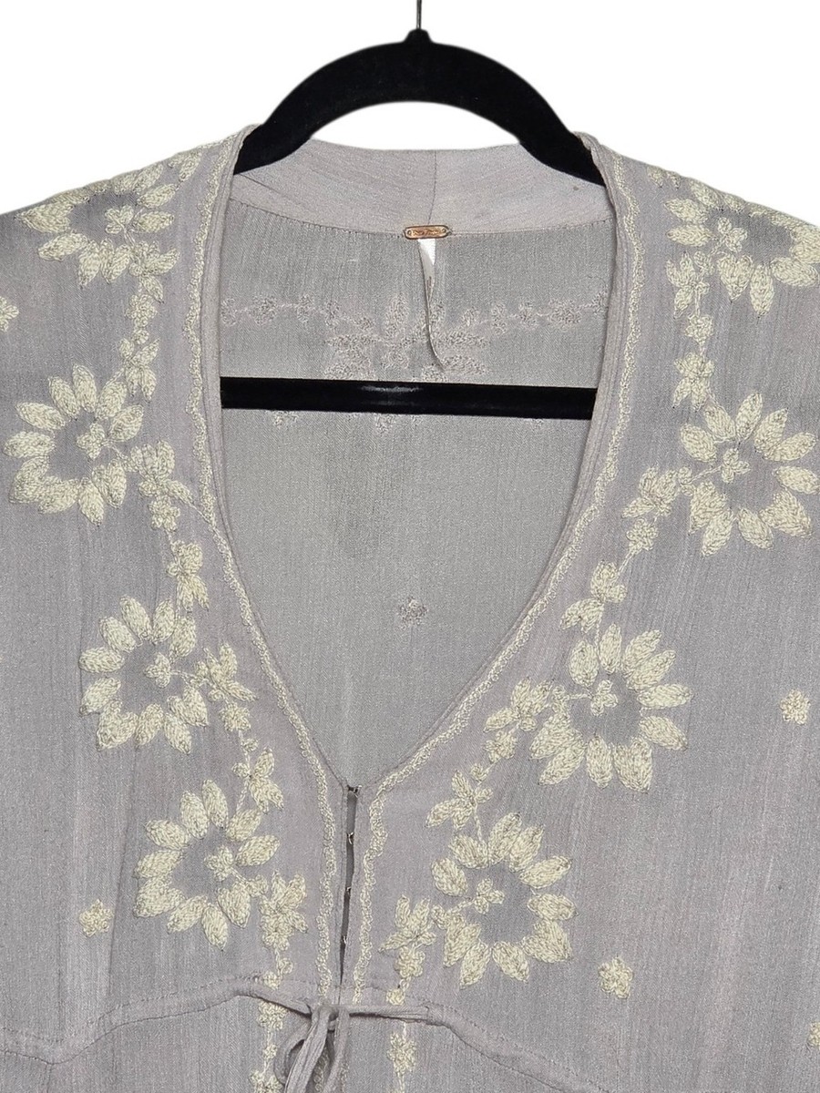 Free People Embroidered Fable Maxi Dress Lilac Floral Size XS View 5
