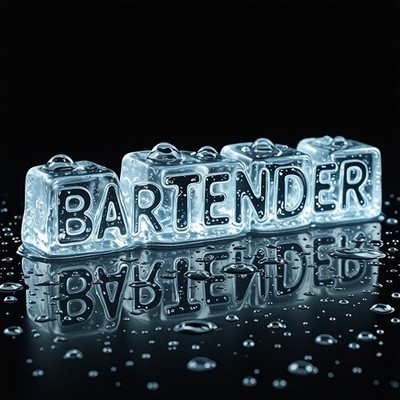 BARTENDER Ice T-Shirt | Icy Whiskey Cube Art | Bar Professional Tee