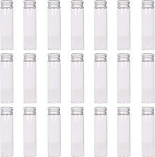 24 Glass Small Bottles 20ml Mini Jars with Screwed Metal Lids Clear Tiny Vials A