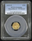 US Gold Coin 1855-O $1 Liberty Head PCGS Genuine VF Details NO RESERVE!