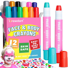 Face Painting Kit for Kids- 12 Vibrant Colors Face Paint Crayons- Safe and Washa