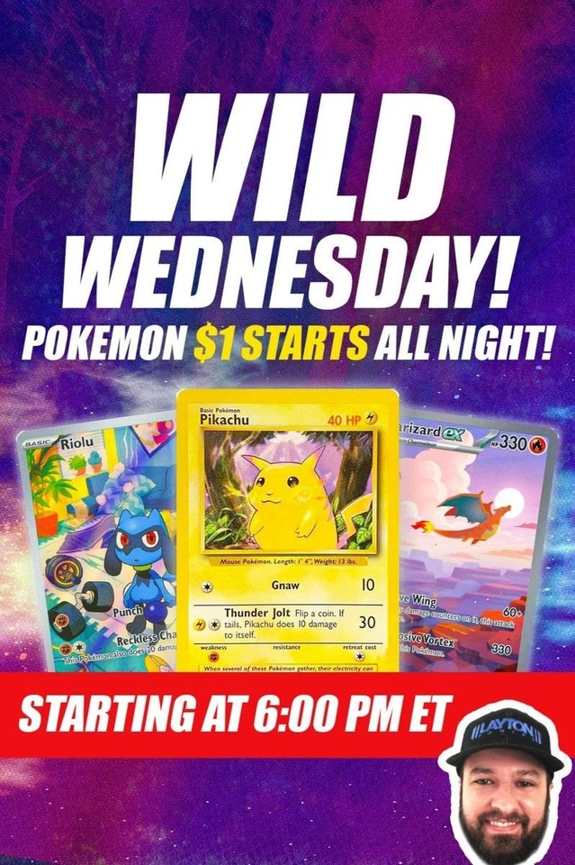Wild Wednesday! Pokemon $1 Starts All Night!