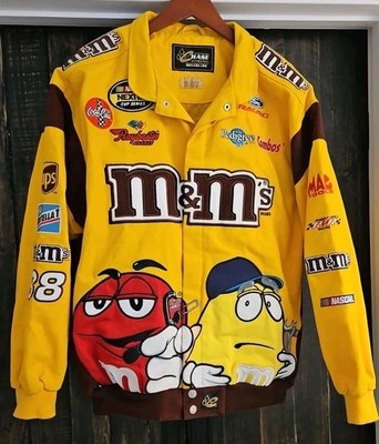 Vtg Chase Authentic Drivers Line Yellow M&Ms NASCAR Jacket Elliot Sadler 38 Sz L