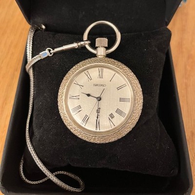 SEIKO Elnix 1970s Sterling Silver Electromagnetic Pocket Watch Japan Rare