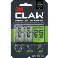 3M Claw Drywall Picture Hanger with Temporary Spot Marker, Holds 25 Lb., 4