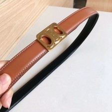 CELINE Medium Reversible Frame-Style Brown-Black Triumph Belt, Size 85