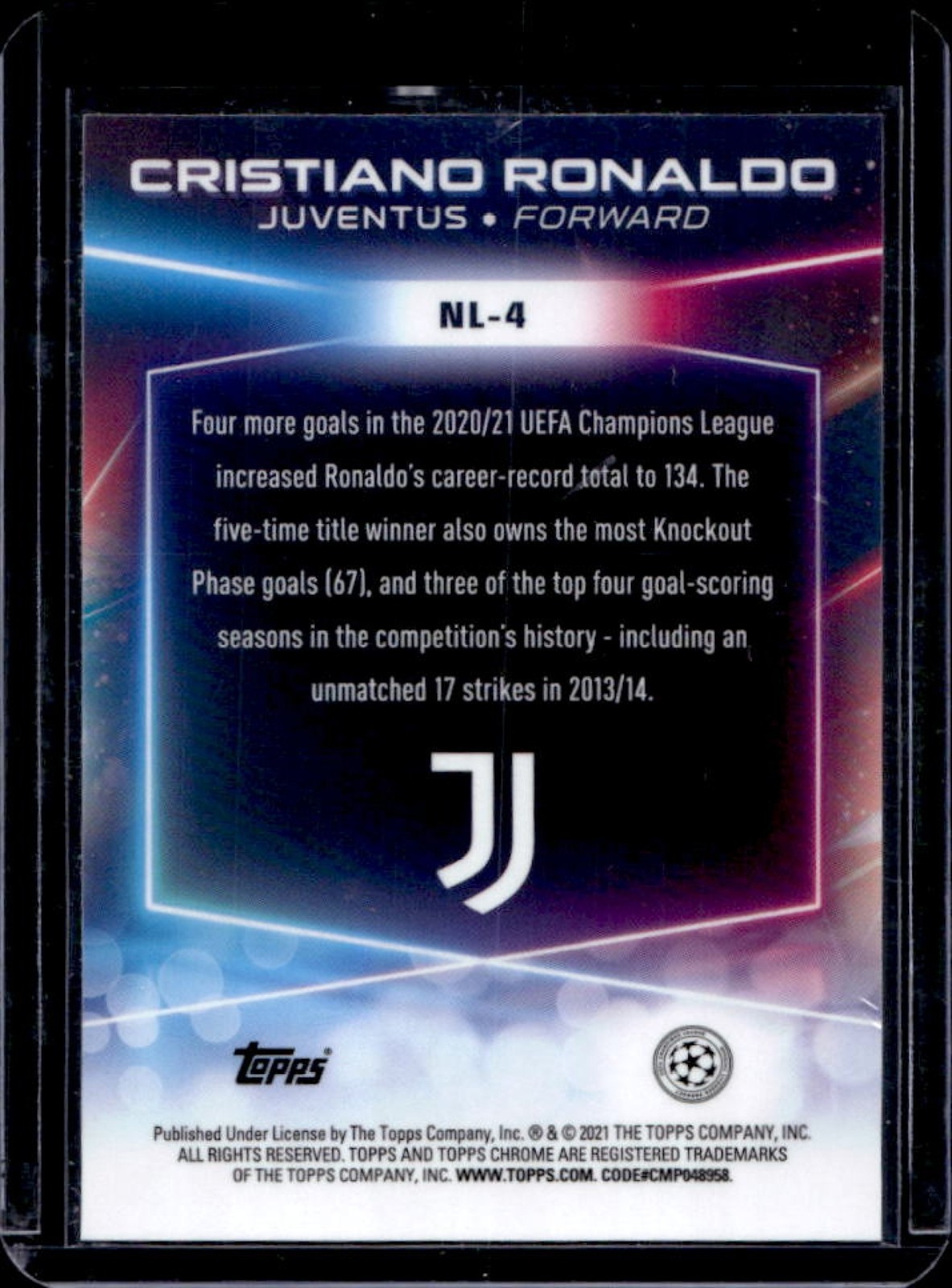 2020 Topps Chrome X Steve Aoki UEFA Neon Future Cristiano Ronaldo Lazers #NL-4 view 2