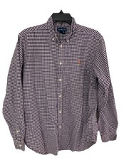 Men's VTG Ralph Lauren Oxford Long Sleeve Gingham Plaid Purple Size XL