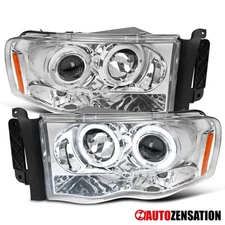 Fits 2002-2005 Dodge Ram 1500 2500 3500 LED Halo Projector Headlights Lamp 02-05