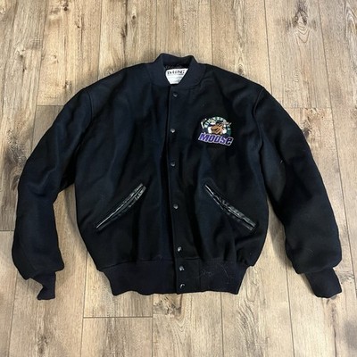 Vintage Minnesota Moose NHL DeLong Black Quilted Wool Jacket Men s Size Large L