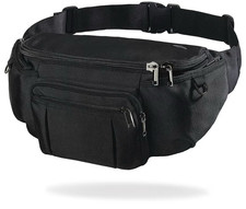 NEW Black Fanny/Waist Pack, Adjustable 51in Strap, 3 Pockets, Size Large