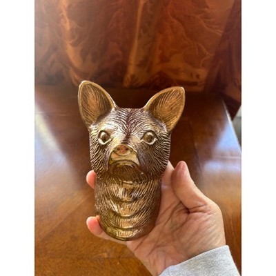 Vintage Bronze Tone Fox Head Wall Hook Decorative Animal Bust Hunt Style Decor