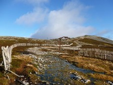 Photo A2 Snow fences and track on Carn Aosda The chestnut paling fences  c2014