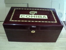 Beautiful Wood COHIBA Locking Cigar HUMIDOR Never Used 16x10x8"