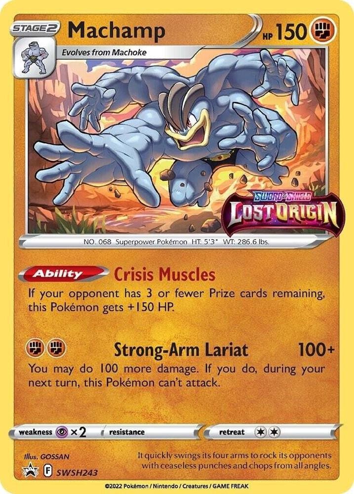 MACHAMP SWSH243 LOST ORIGINS POKEMON (PRE RELEASE STAMPED, NM)