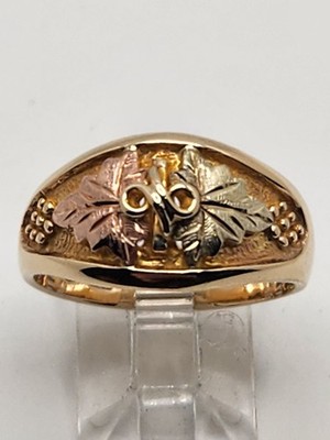 Mens 10k Solid Yellow Gold Landstrom Black Hills Gold Ring Size 9.5