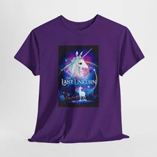 The Last Unicorn Movie Poster T-Shirt Fantasy Cartoon Unisex Adult Cotton Tee