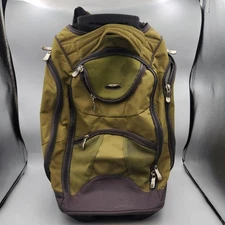Dockers Rolling Backpack Green Wheeled Travel Bag Carry-On w/ Retractable Handle