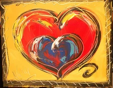 HEARTS   ABSTRACT  ART - ORIGINAL OIL PAINTING BY MARK KAZAV