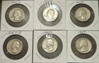 1943, 1944, 1950, 1952-S, 1954, 1957 Washington Quarters Silver- 6 coins total