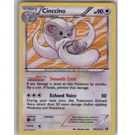 Cinccino 105/113 Holo Holo Rare Legendary Treasures Pokemon Holo Near Mint