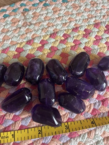 12 Vintage Large Smooth Amethyst Beads. Statement Size!