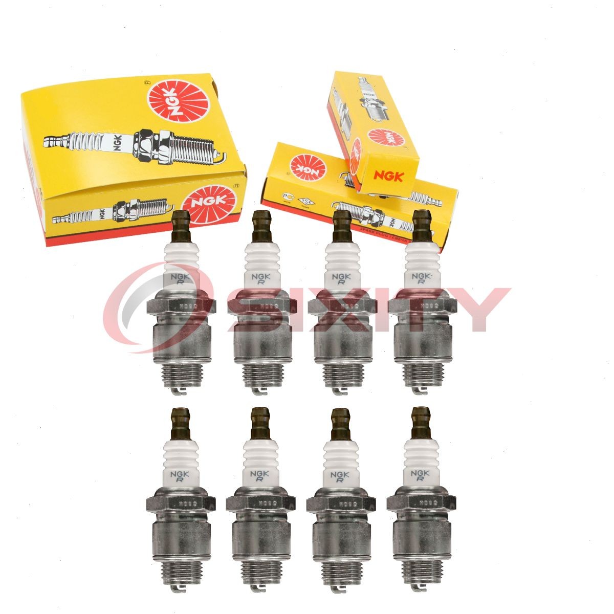 8 pc NGK 3841 BR2-LM SOLID Standard Spark Plugs for 759-3338 Ignition Wire sq