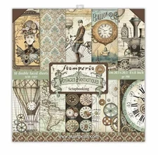 Stamperia VOYAGES FANTASTIQUES 8x8 Paper Pad 10 Sheets Scrapbook SBBS30