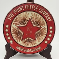 Pottery Barn Vintage Label 7" Ceramic Snack Cheese Plate Five Point Cheese Comp