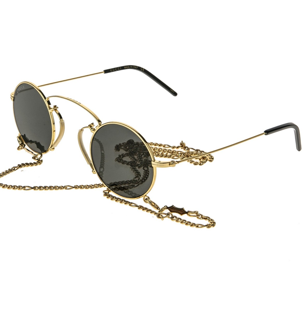 GUCCI GG0991S ARIA Pinke-nez 0991 Black Gold Chain 002 Retro