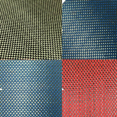 3K 1500D Aramid Carbon Fiber Blended Fabric Cloth Yellow Black 200gsm W Weave