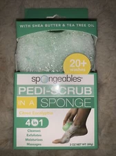 Spongeables Pedi-Scrub 2 oz. Foot Buffer with Citron-Eucalyptus Sealed in Box