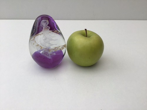 Glass Paperweight Amethyst base White lace Vortex & Gold Dust Swirl Art - Picture 3 of 9