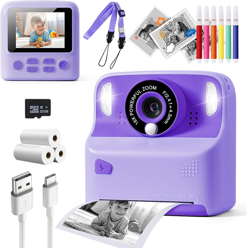 Kids Camera Instant Print with 1080P HD | Children'S Digital Camera with 2 Print