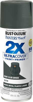 334072 Painter'S Touch 2X Ultra Cover Spray Paint, 12 Oz, Satin Hunt Club Green