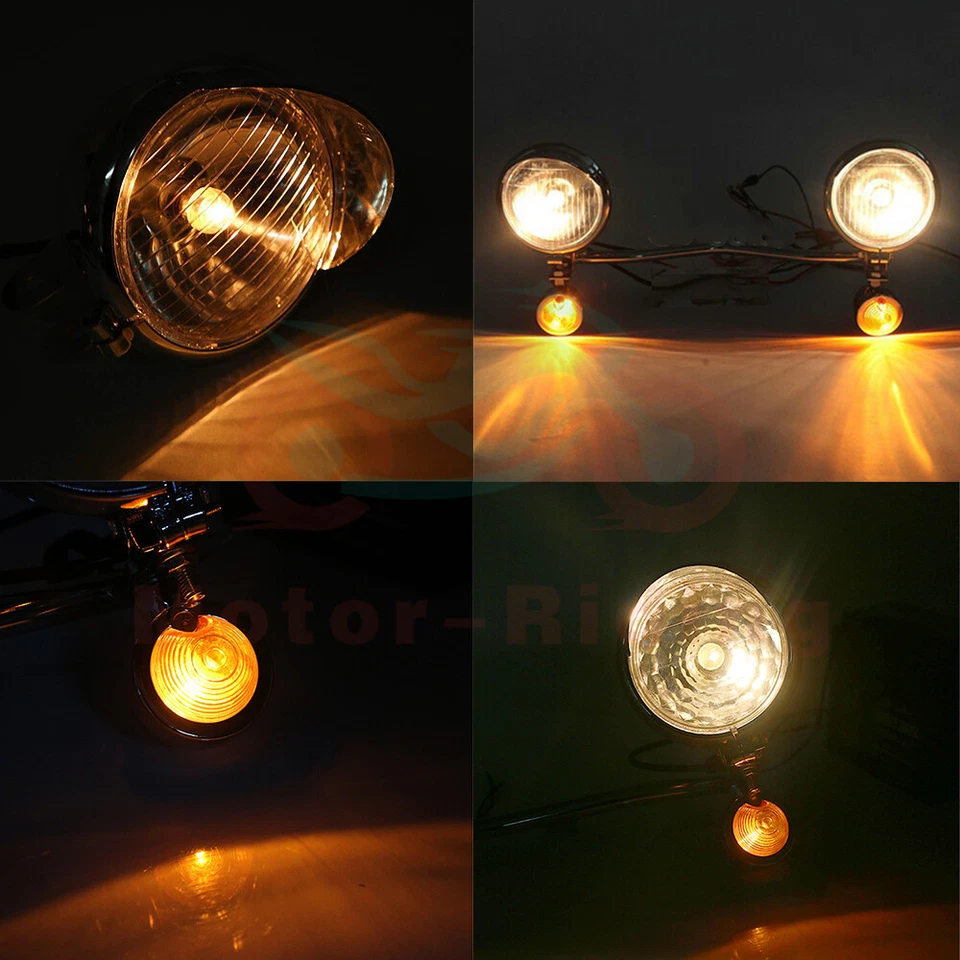 黑色/铬合金通行驾驶点雾灯转向信号灯适用于哈雷本田 — 第 3/4 张图片