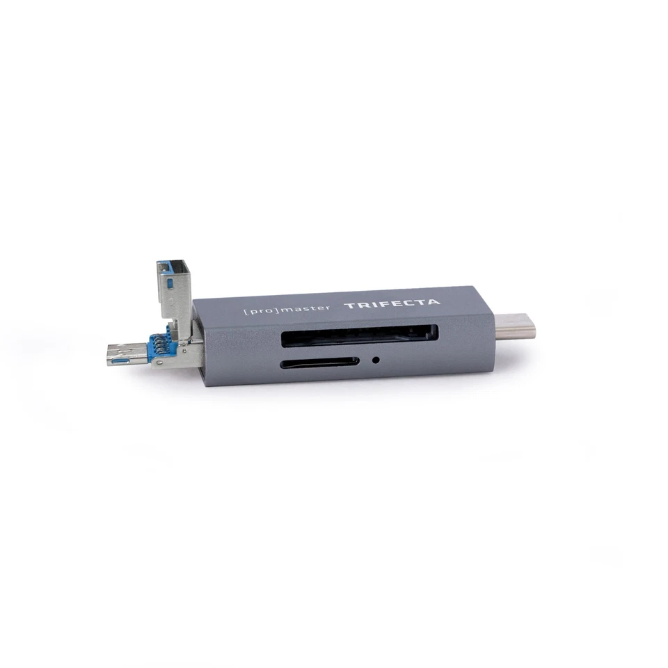 ProMaster Trifecta UHS-I Card Reader SD & Micro SD USB-A, USB-C & Micro-B #72409 - Image 3 of 3