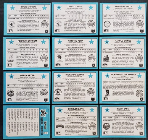 12x 1986 Ozzie Smith Gary Carter Eddie Murray All Star MLB Leaf Donruss Cards - Picture 2 of 2