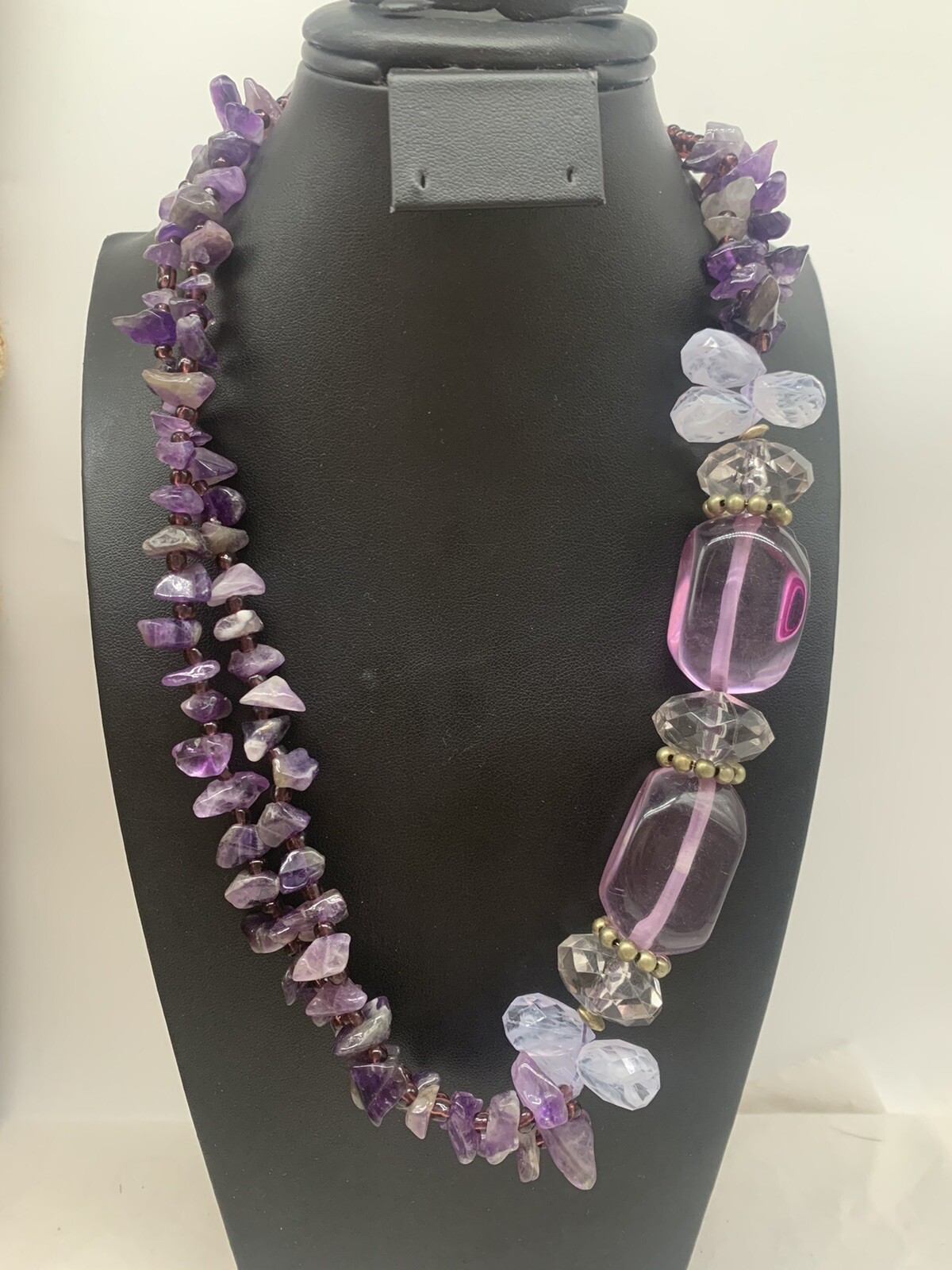 Loft Amethyst Gemstone Chip Lucite Statement Purp… - image 3