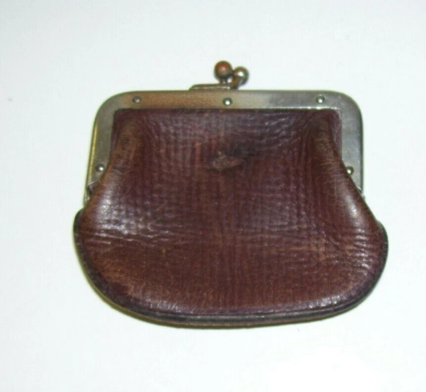 Grandmother's Small Vintage Coin Purse With Clip in Brown Leather - Etsy