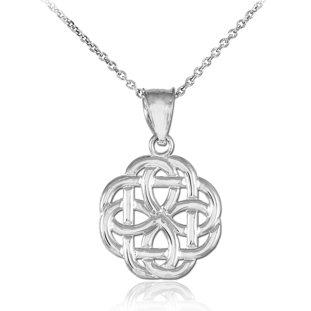 14k High Polished White Gold Trinity Knot Charm Pendant Necklace Nowa praca super mile widziana