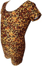 TALENT TALE GIRLS DANCE/ GYMNASTIC ANIMAL PRINTED SHORT SLEEVE BIKETARD