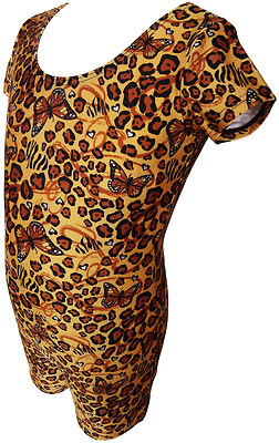 TALENT TALE  GIRLS DANCE/ GYMNASTIC ANIMAL PRINTED SHORT SLEEVE BIKETARD