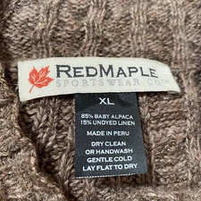 REDMAPLE SportsWear Baby Alpaca Linen Cable Knit Sweater Heather Brown Men XL