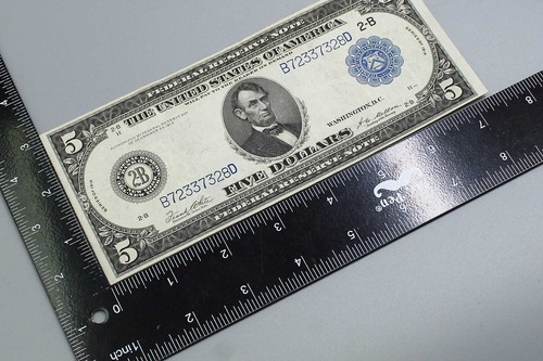 1914 Five Dollar Large Note . COIN2021dw - Picture 3 of 5