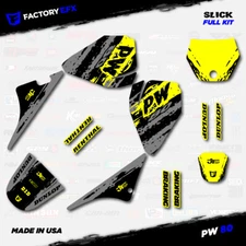 Gray & Yellow Slick Racing Graphics kit fits Yamaha PW80 PW 80 All Years Custom