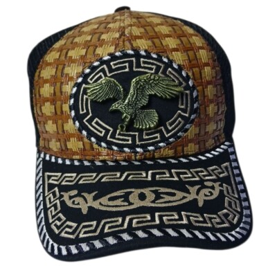 MEXICO 3D Eagle Metal Emblem Logo Adjustable Trucker Straw Mesh Baseball Hat