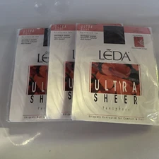 3 Pack Leda Ultra Sheer Pantyhose Reinforced Toe 525 Tall Off Black Accents Skin