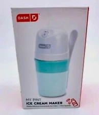NEW Dash My Pint Ice Cream Yogurt Sorbet Maker Aqua/White Mixing Spoon FREE SHIP
